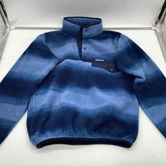 Patagonia Men's Blue Synchilla Striped Long Sleeve Pullover Sweater Size XS